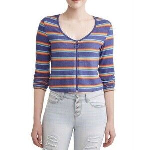 4 For $20 Self E By Self Esteem Juniors' Striped Zip Front T-Shirt Size Medium